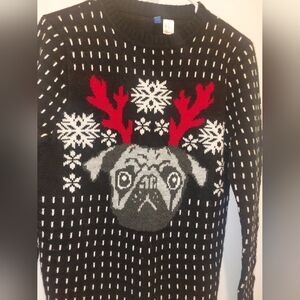 Christmas Funny  Divided Black Sweater with Dog Accents